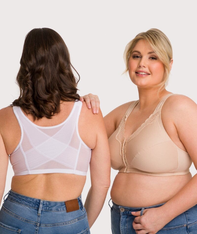 Exquisite Form Fully Front Close Wire-Free Posture Bra With Lace - White - Image 12