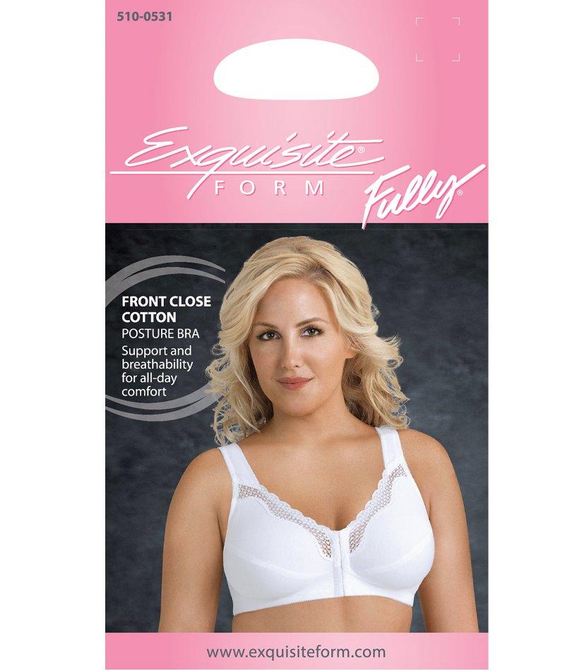 Exquisite Form Fully Front Close Wire-Free Cotton Posture Bra With Lace - White - Image 9