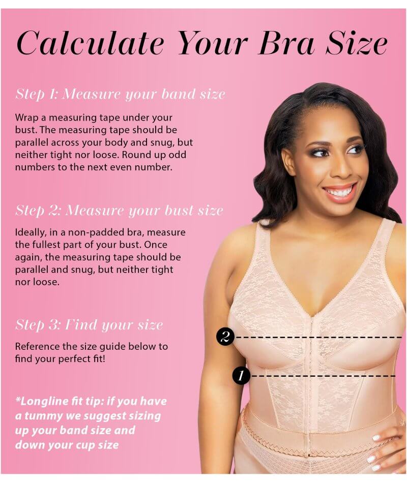 Exquisite Form Fully Front Close Wire-Free Longline Posture With Lace Bra - Rose Beige - Image 7