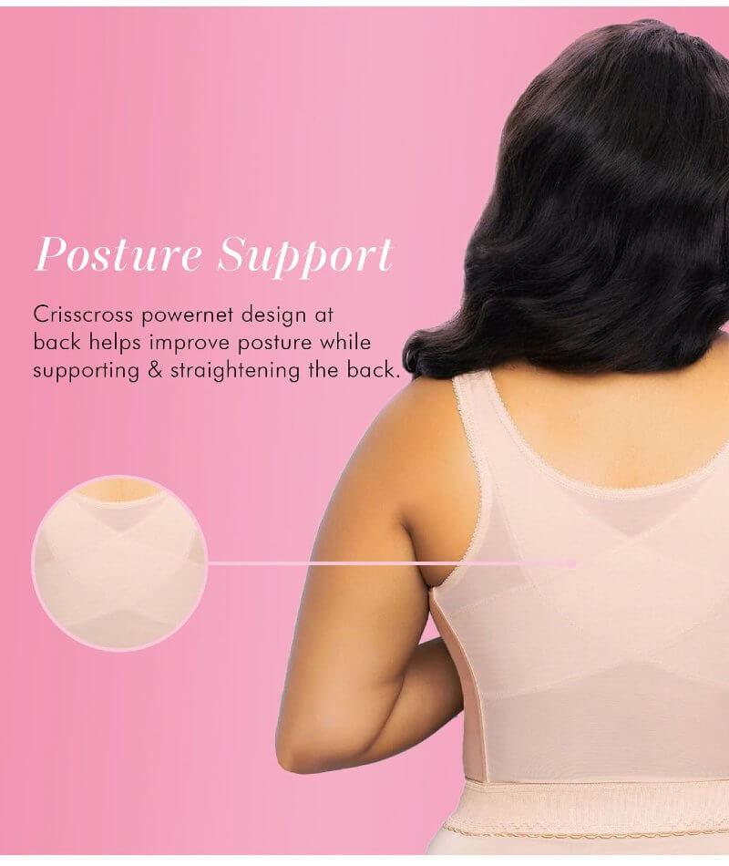 Exquisite Form Fully Front Close Wire-Free Longline Posture With Lace Bra - Rose Beige - Image 8