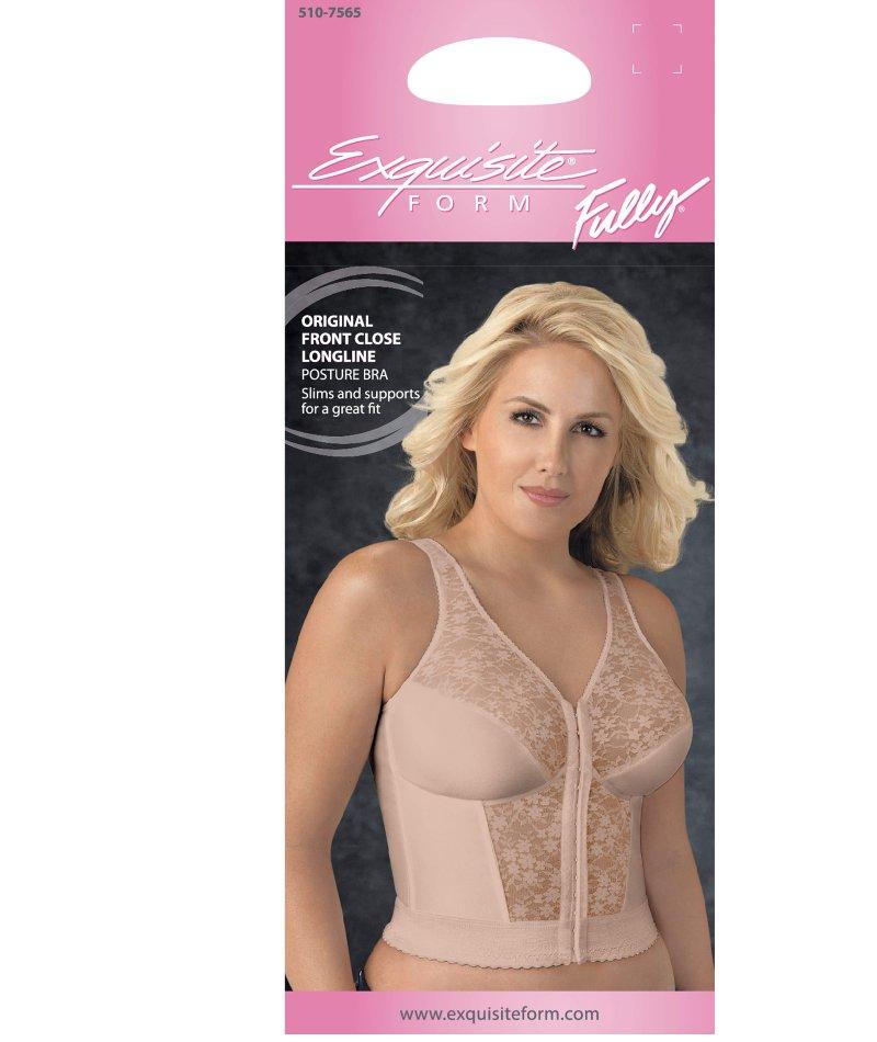 Exquisite Form Fully Front Close Wire-Free Longline Posture With Lace Bra - Rose Beige - Image 9