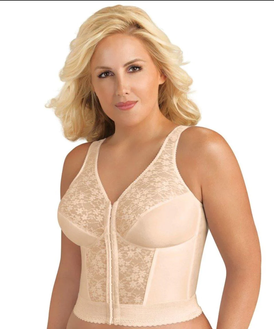 Exquisite Form Fully Front Close Wire-Free Longline Posture With Lace Bra - White - Image 3
