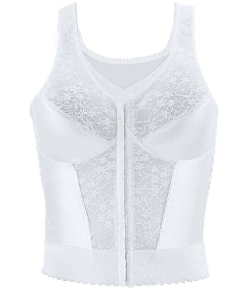 Exquisite Form Fully Front Close Wire-Free Longline Posture With Lace Bra - White - Image 4