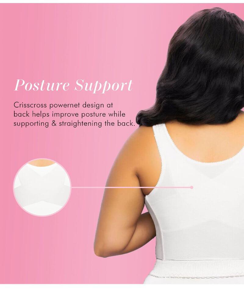 Exquisite Form Fully Front Close Wire-Free Longline Posture With Lace Bra - White - Image 7
