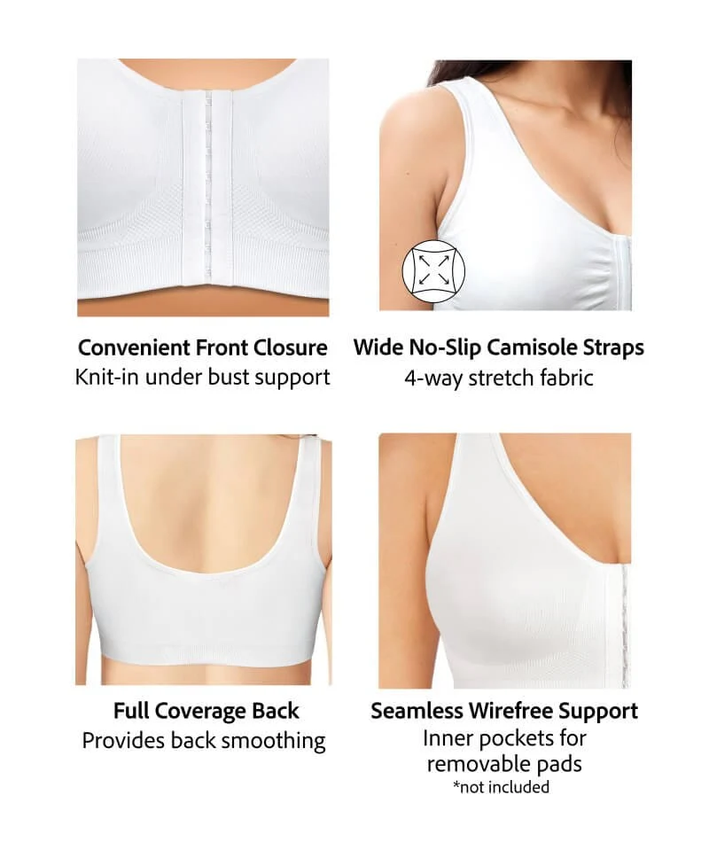 Exquisite Form Fully Seamless Wire-Free Full Coverage Bra with Front Closure - White - Image 5