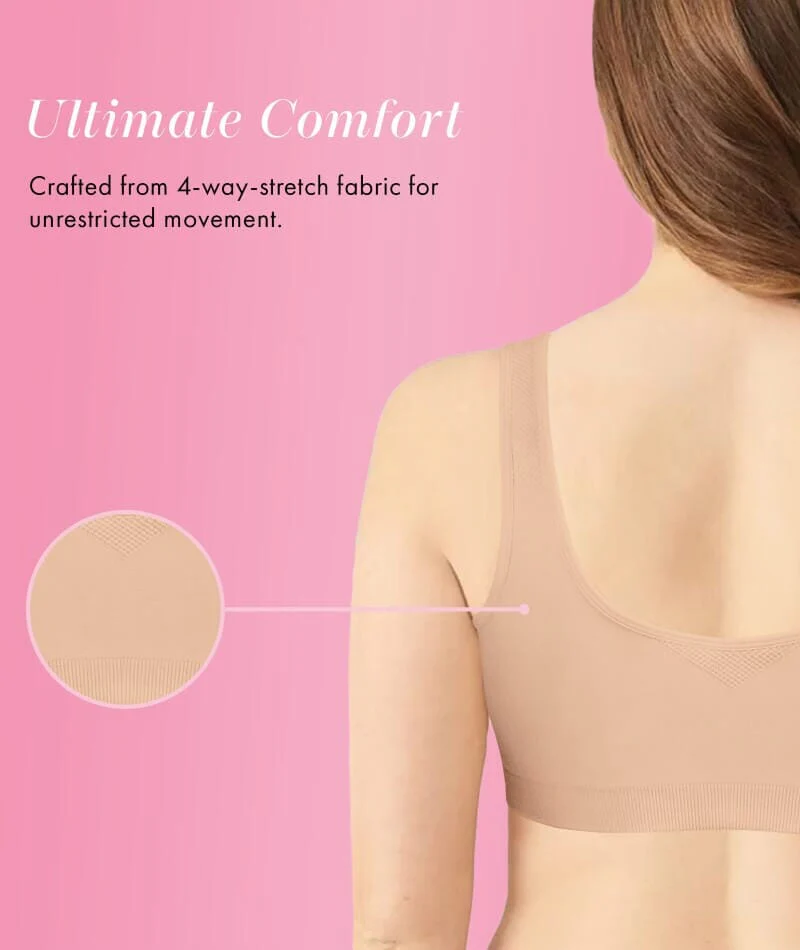 Exquisite Form Fully Seamless Wire-Free Full Coverage Bra with Front Closure - Nude - Image 6