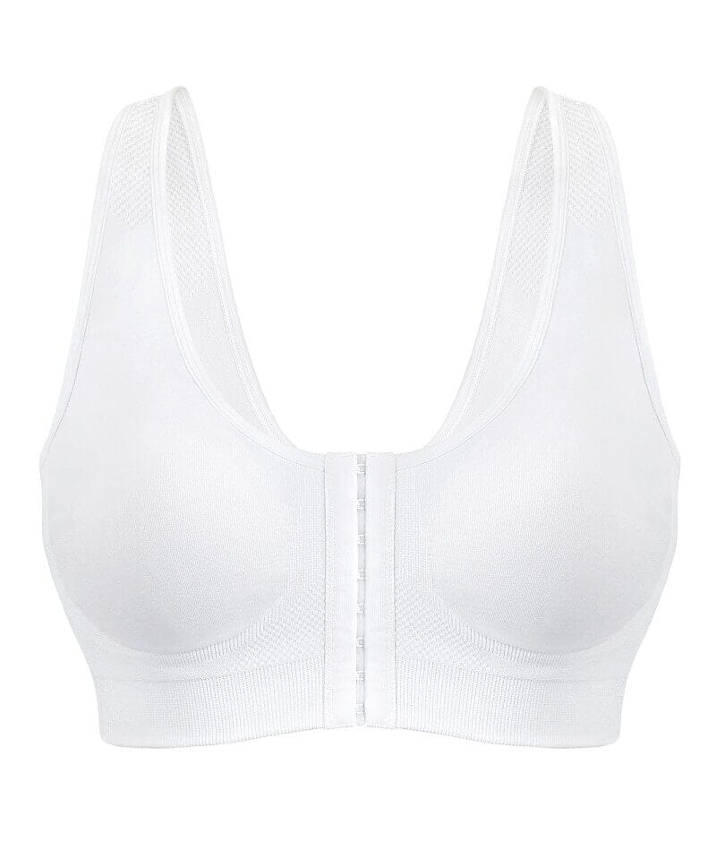 Exquisite Form Fully Seamless Wire-Free Full Coverage Bra with Front Closure - White - Image 10