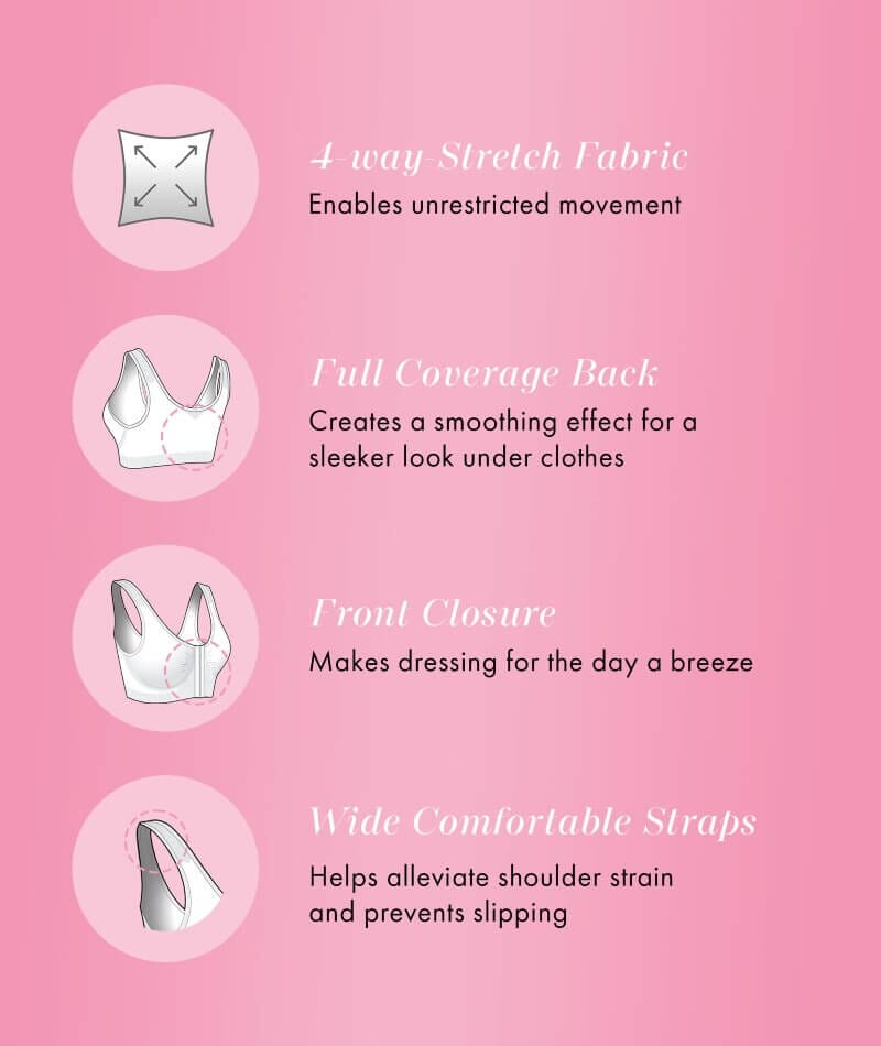 Exquisite Form Fully Seamless Wire-Free Full Coverage Bra with Front Closure - White - Image 4