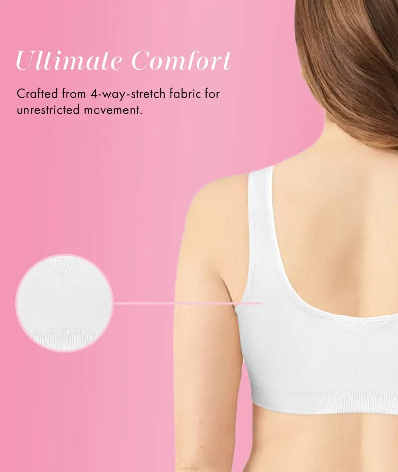 Exquisite Form Fully Seamless Wire-Free Full Coverage Bra with Front Closure - White - Image 6