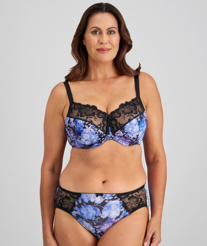 Fayreform Wild Violet Underwire Bra - Blue Hydrangea Print - Image 4