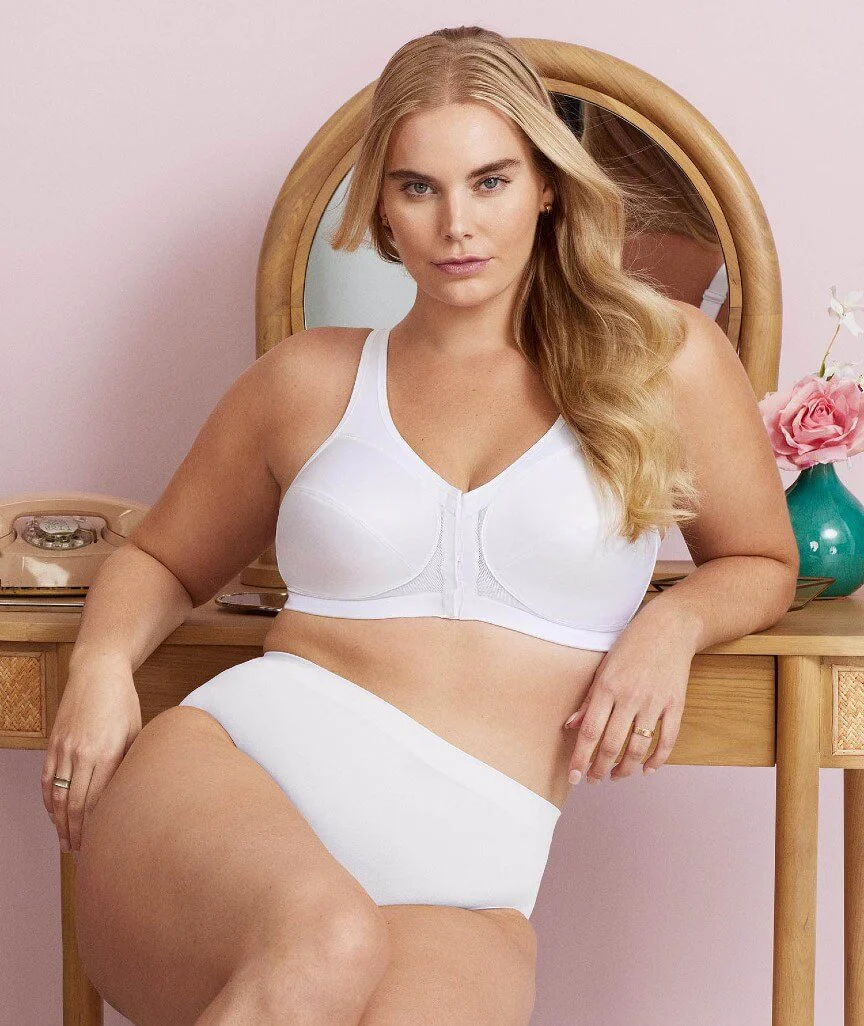Glamorise Magiclift Front-Closure Posture Back Wire-Free Bra - White - Image 3