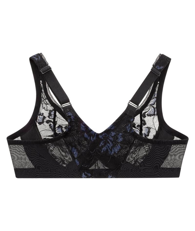 Glamorise Lacey T-Back Front-Closure WonderWire Bra - Black - Image 6