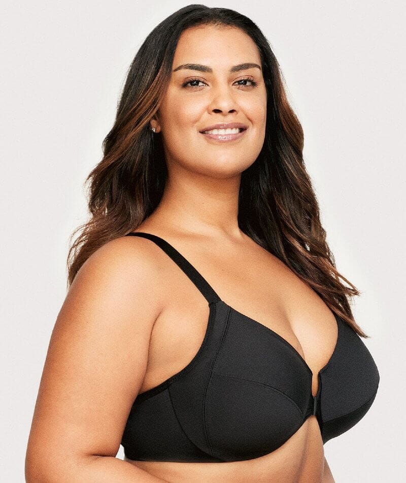 Glamorise Front-Closure Smoothing WonderWire Bra - Black - Image 4