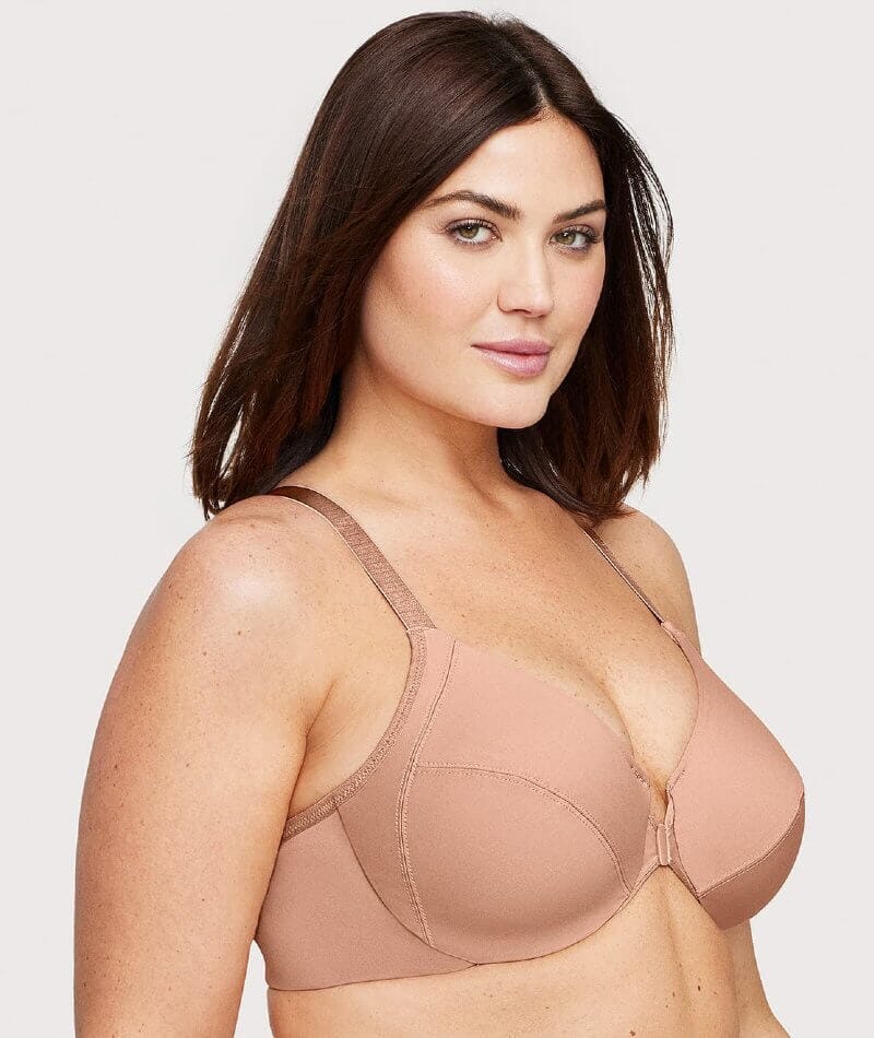 Glamorise Front-Closure Smoothing WonderWire Bra - Cappuccino - Image 3