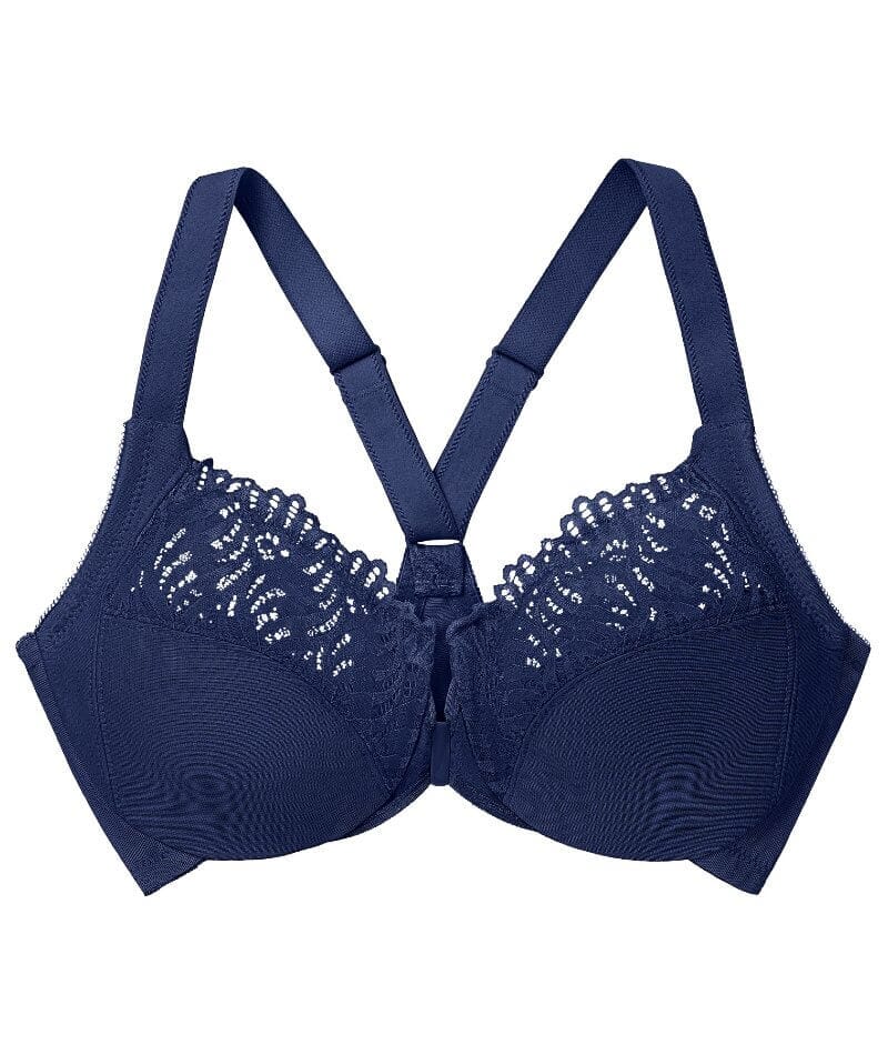 Glamorise Front-Closure T-Back WonderWire Bra - Blue - Image 6
