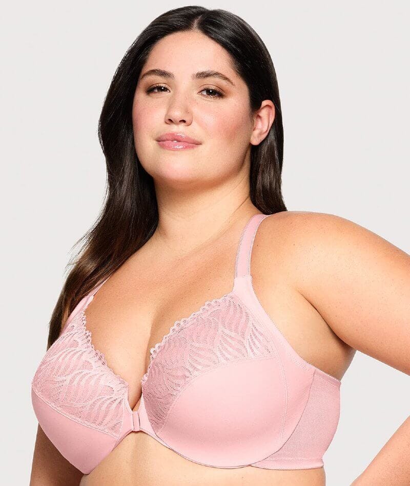 Glamorise Front-Closure T-Back WonderWire Bra - Blush - Image 3