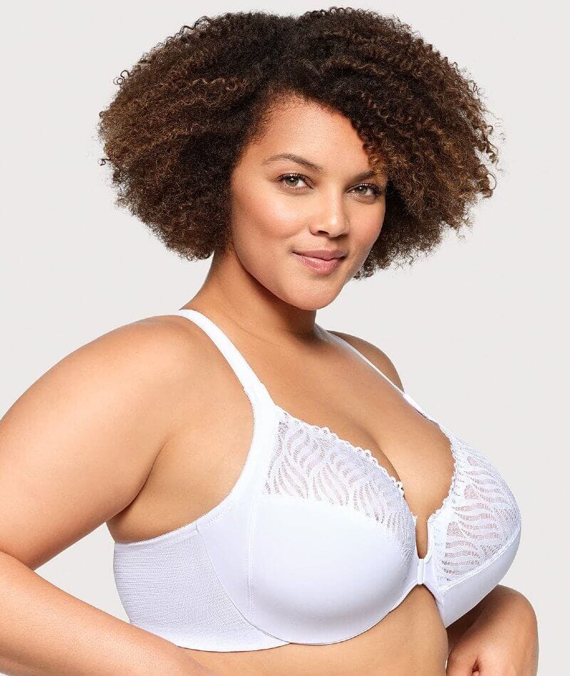 Glamorise Front-Closure T-Back WonderWire Bra - White - Image 4