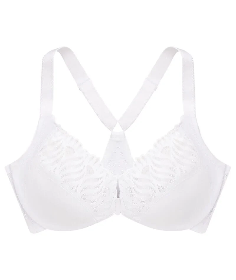 Glamorise Front-Closure T-Back WonderWire Bra - White - Image 6