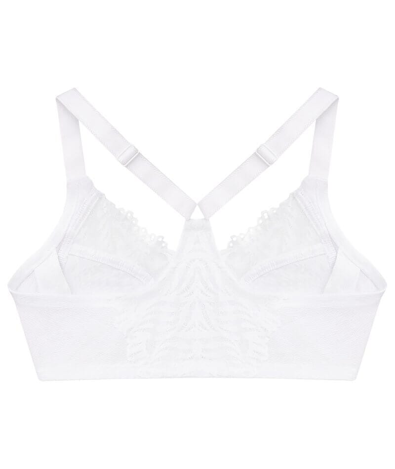 Glamorise Front-Closure T-Back WonderWire Bra - White - Image 7