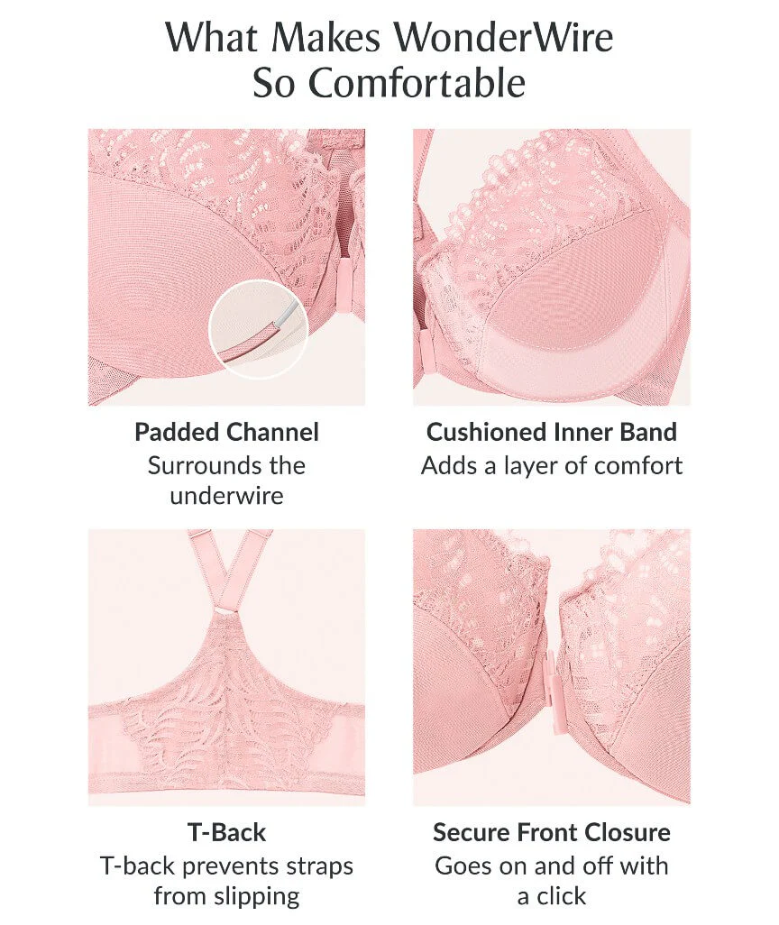 Glamorise Front-Closure T-Back WonderWire Bra - Blush - Image 5
