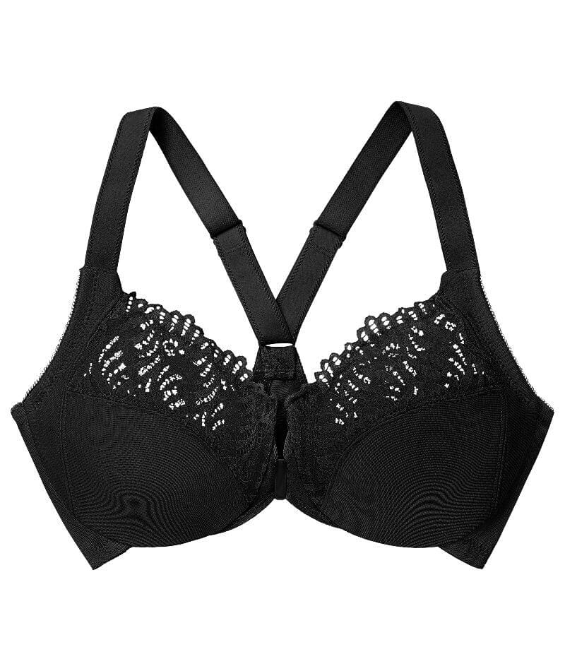 Glamorise Front-Closure T-Back WonderWire Bra - Black - Image 7