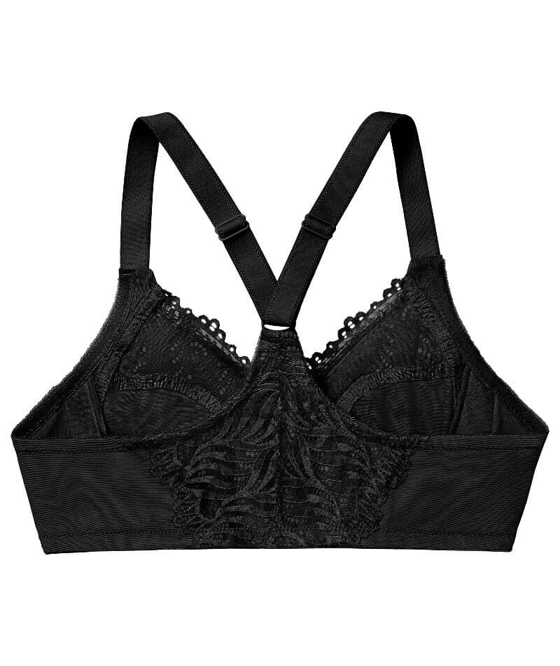 Glamorise Front-Closure T-Back WonderWire Bra - Black - Image 6