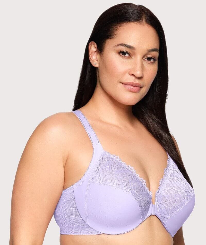 Glamorise Front-Closure T-Back WonderWire Bra - Soft Lilac - Image 3
