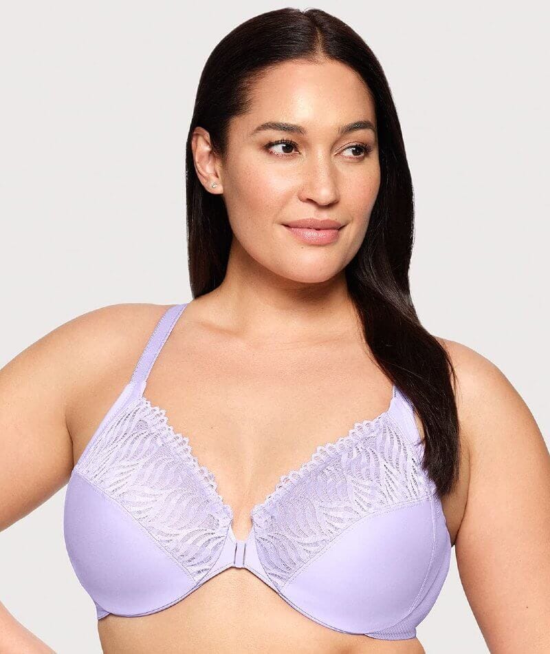 Glamorise Front-Closure T-Back WonderWire Bra - Soft Lilac - Image 4