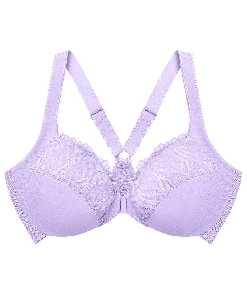 Glamorise Front-Closure T-Back WonderWire Bra - Soft Lilac - Image 6