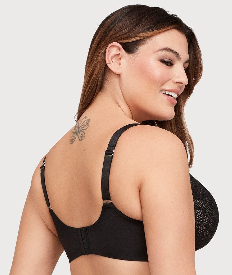 Glamorise Lace Comfort WonderWire Bra - Black - Image 2