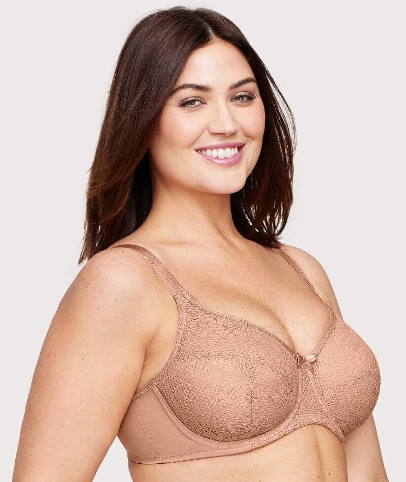 Glamorise Lace Comfort WonderWire Bra - Cappuccino - Image 3