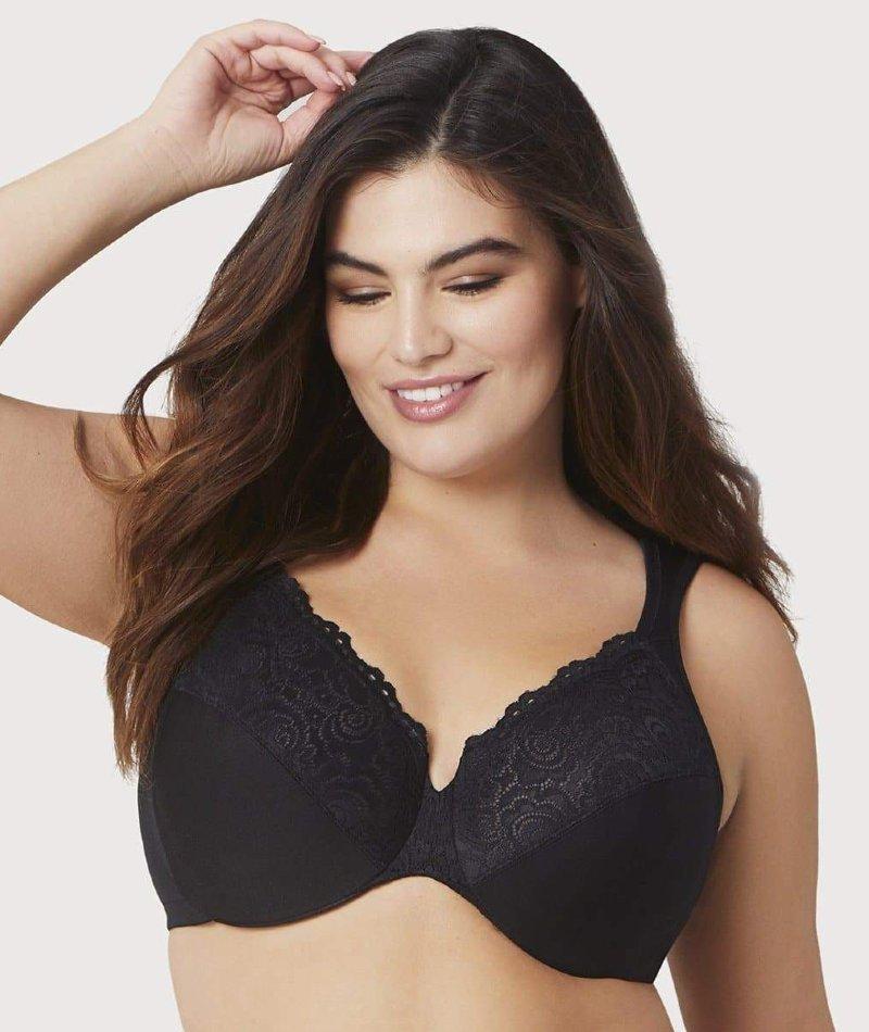 Glamorise Low Cut WonderWire Lace Bra - Black - Image 4