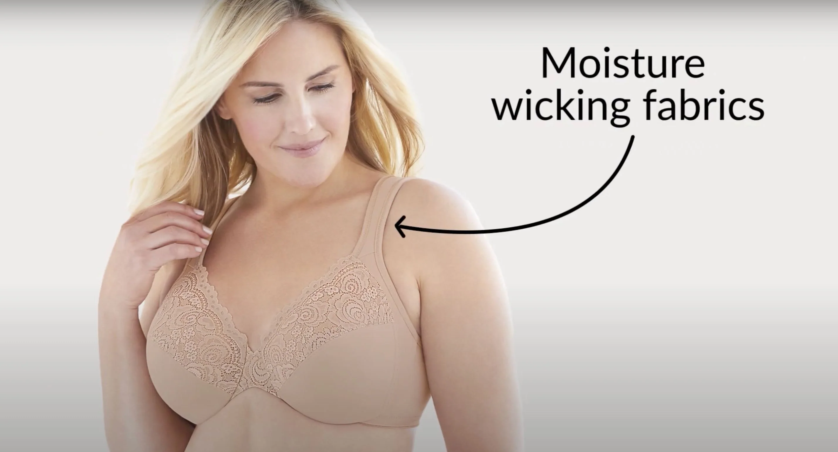 Glamorise Low Cut WonderWire Lace Bra - Cafe - Image 3