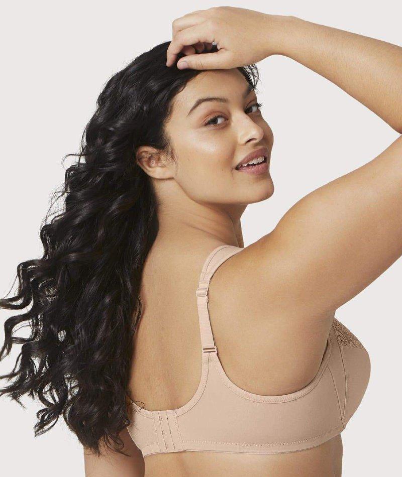 Glamorise Low Cut WonderWire Lace Bra - Cafe - Image 5