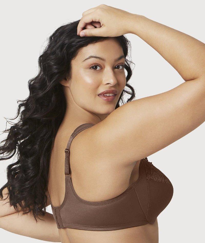 Glamorise Low Cut WonderWire Lace Bra - Mocha - Image 4