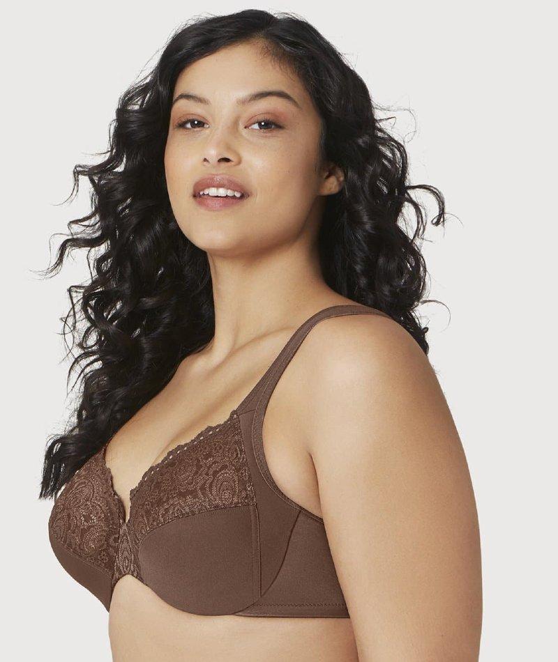 Glamorise Low Cut WonderWire Lace Bra - Mocha - Image 5