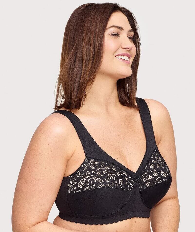 Glamorise Magiclift Cotton Support Wire-Free Bra - Black - Image 4