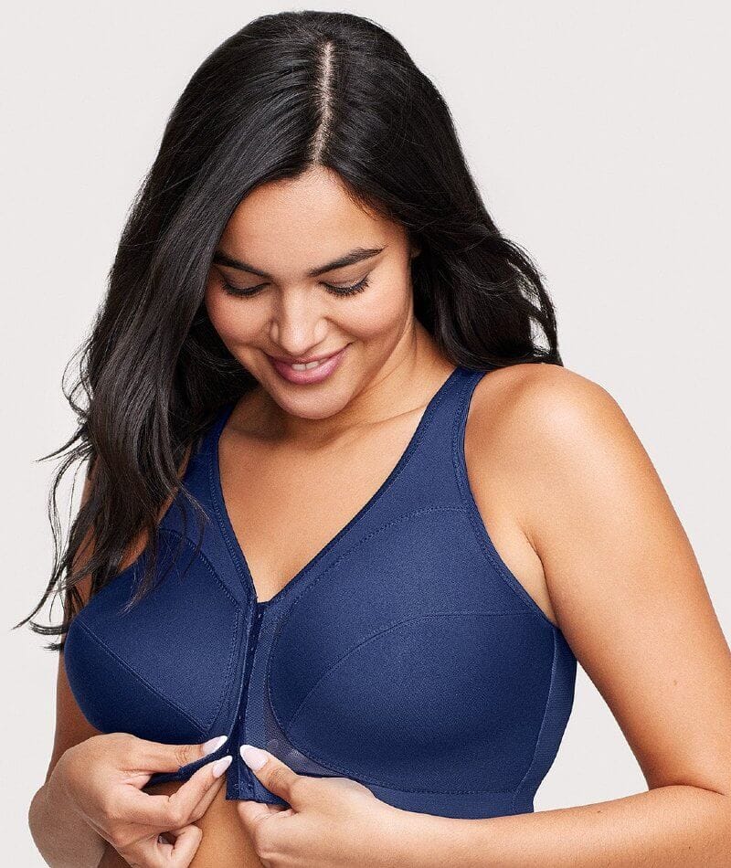 Glamorise Magiclift Front-Closure Posture Back Wire-Free Bra - Blue - Image 3