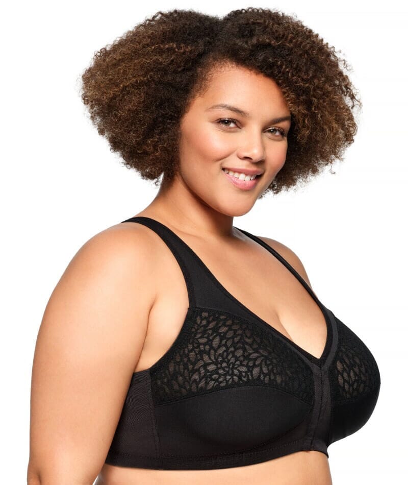 Glamorise MagicLift Wire-Free Front-Closure Racerback Bra - Black - Image 3