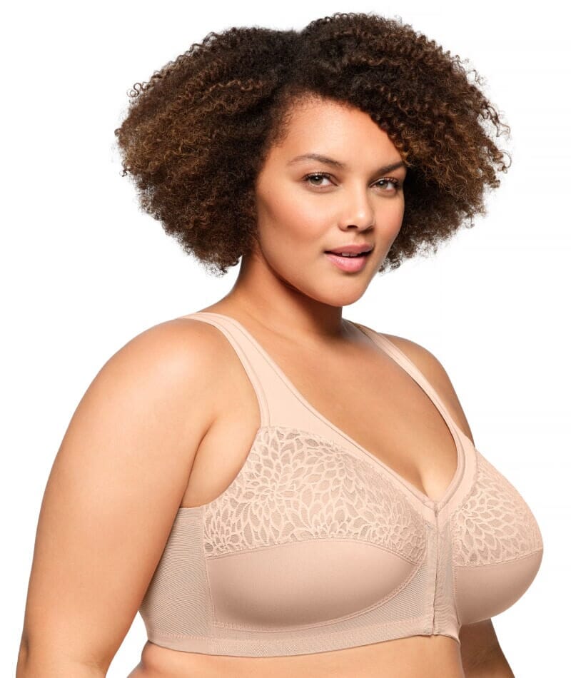 Glamorise MagicLift Wire-Free Front-Closure Racerback Bra - Cafe - Image 3