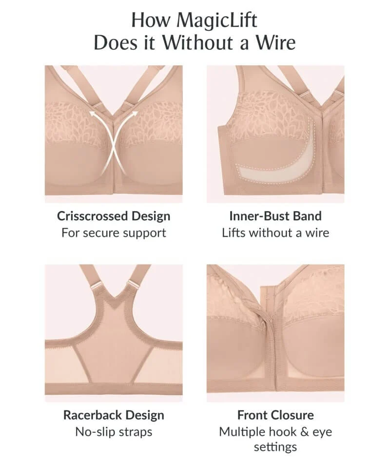 Glamorise MagicLift Wire-Free Front-Closure Racerback Bra - Cafe - Image 6
