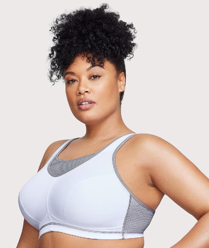 Glamorise No-Bounce Camisole Elite Wire-Free Sports Bra - White/Gray - Image 3