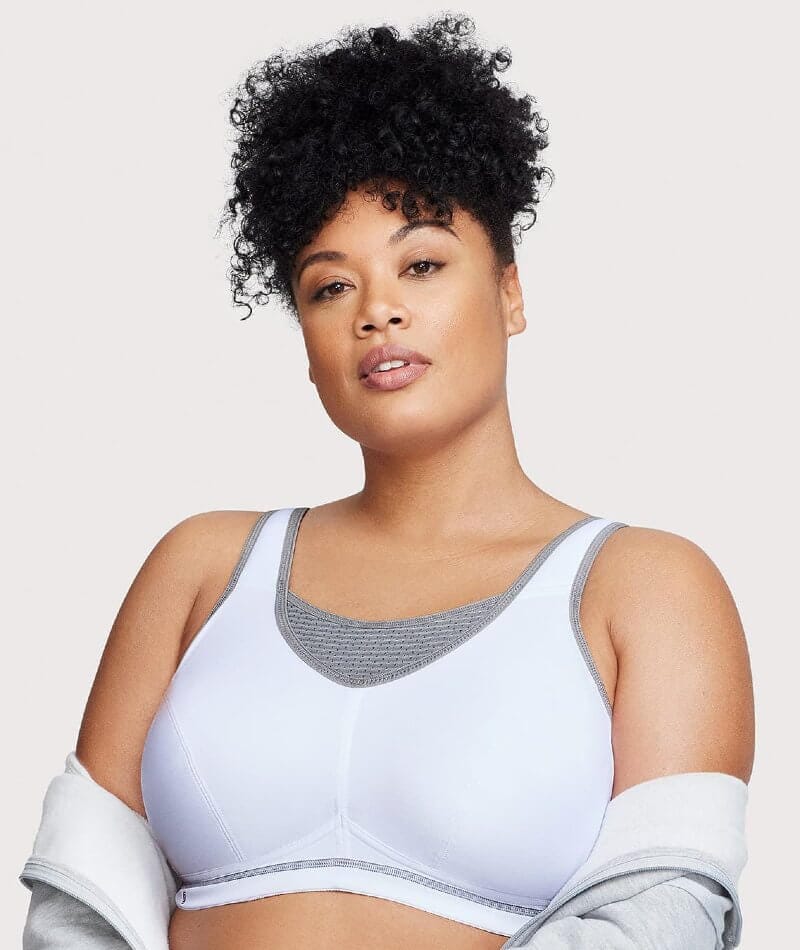 Glamorise No-Bounce Camisole Elite Wire-Free Sports Bra - White/Gray - Image 4
