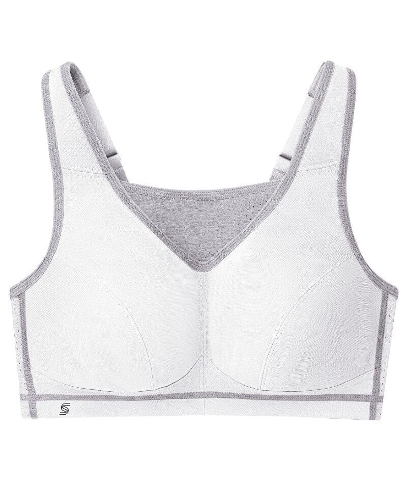 Glamorise No-Bounce Camisole Elite Wire-Free Sports Bra - White/Gray - Image 5