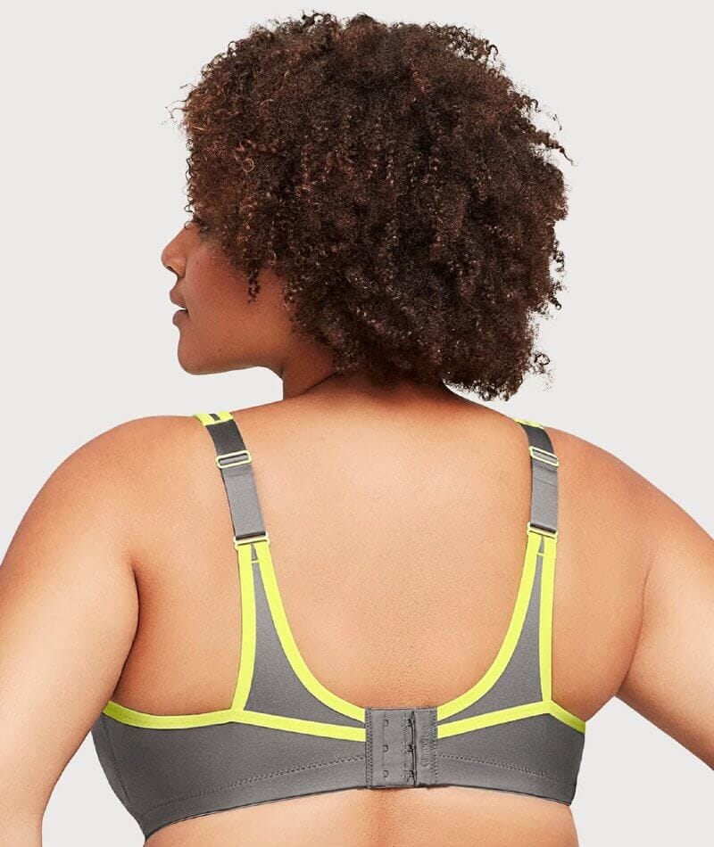 Glamorise No-Bounce Camisole Wire-Free Sports Bra - Gray/Yellow - Image 2