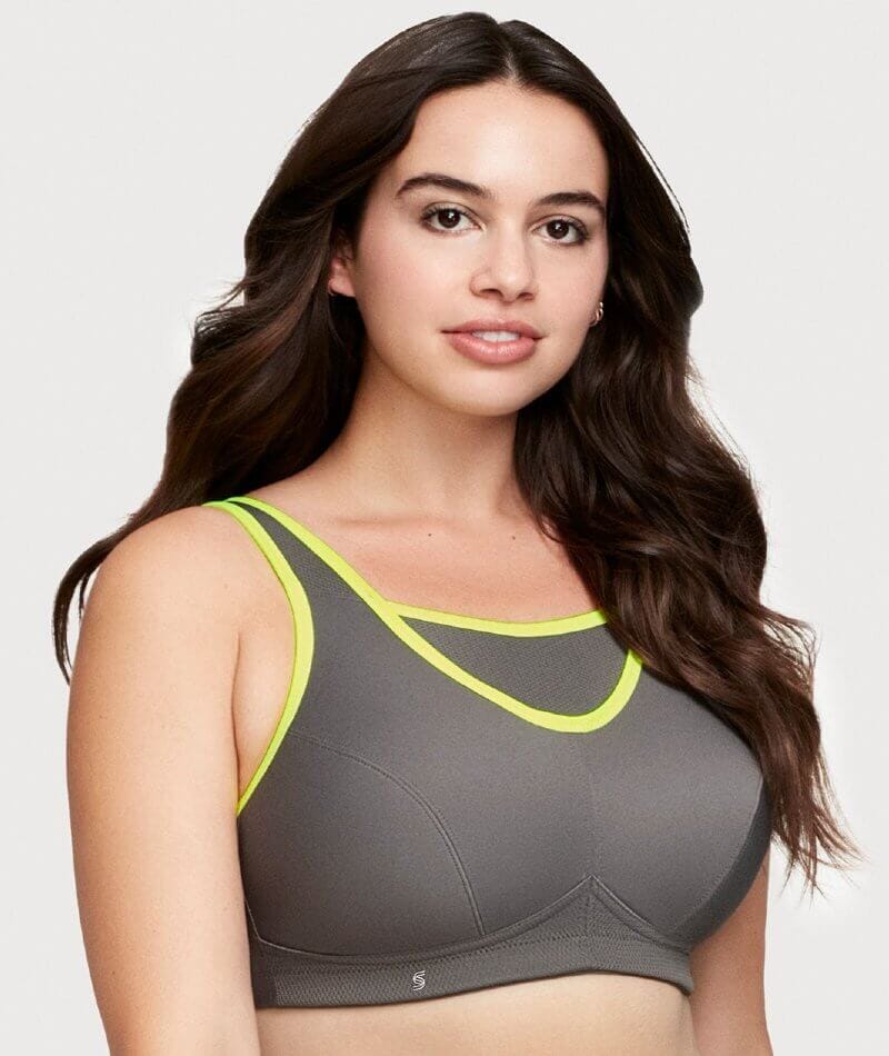 Glamorise No-Bounce Camisole Wire-Free Sports Bra - Gray/Yellow - Image 8