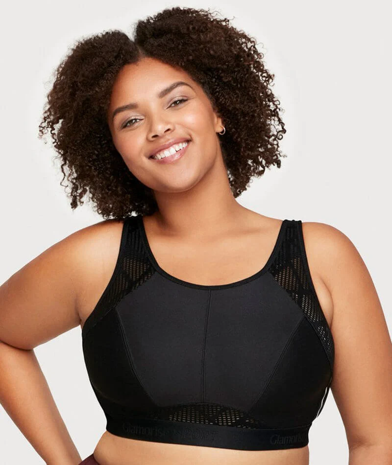 Glamorise No-Sweat Mesh Wire-Free Sports Bra - Black - Image 3
