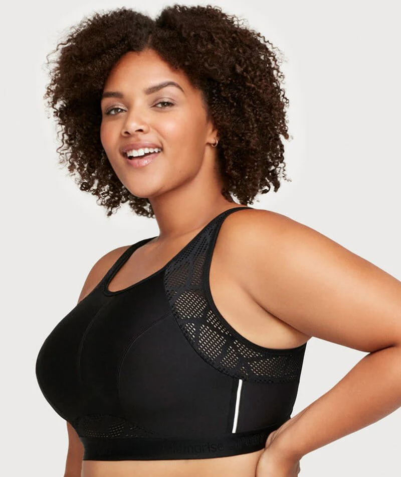 Glamorise No-Sweat Mesh Wire-Free Sports Bra - Black - Image 4
