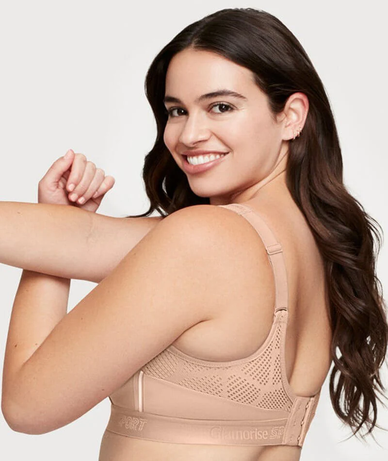 Glamorise No-Sweat Mesh Wire-Free Sports Bra - Cafe - Image 4
