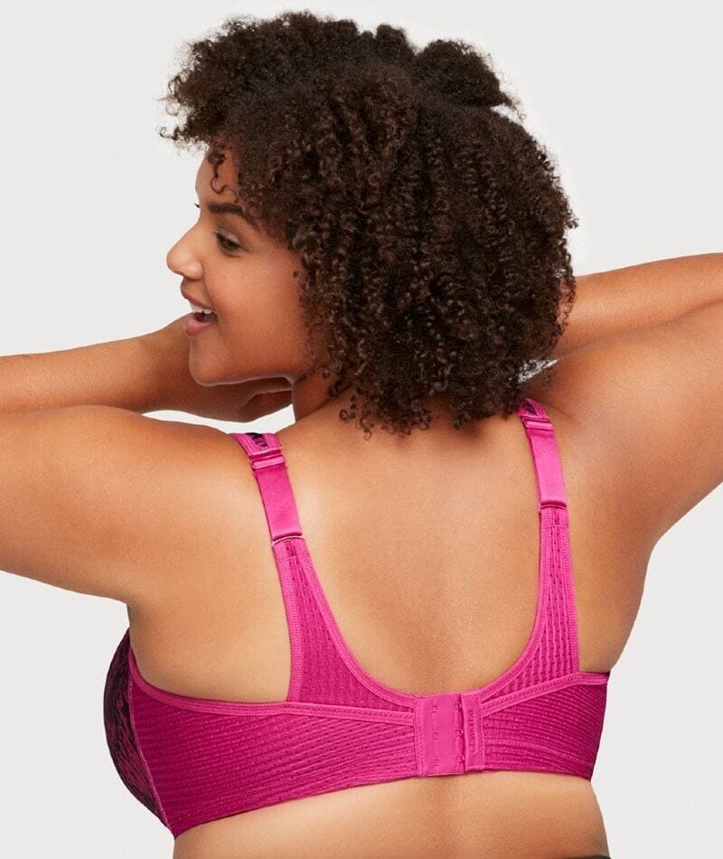 Glamorise No-Bounce Camisole Elite Wire-Free Sports Bra - Fuchsia Print - Image 4